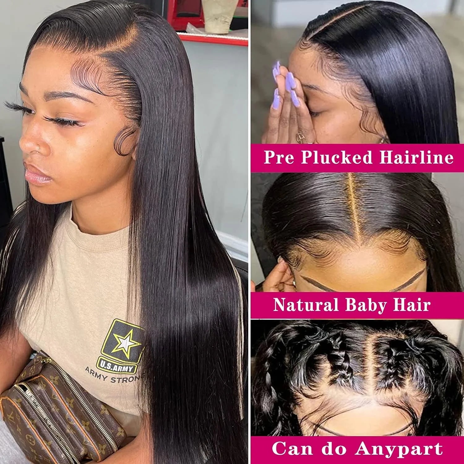 200% Density 13x6 HD Transparent Lace Frontal Human Hair Wig 40 44 Inch 13x4 Bone Straight Lace Front Wigs Human Hair For Women