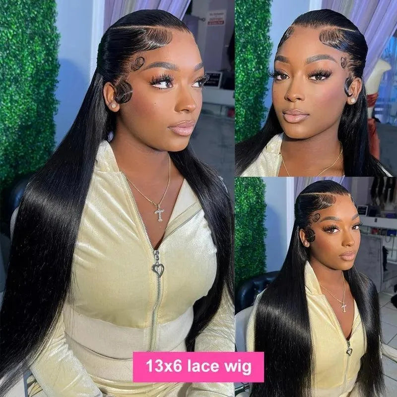 200% Density 13x6 HD Transparent Lace Frontal Human Hair Wig 40 44 Inch 13x4 Bone Straight Lace Front Wigs Human Hair For Women