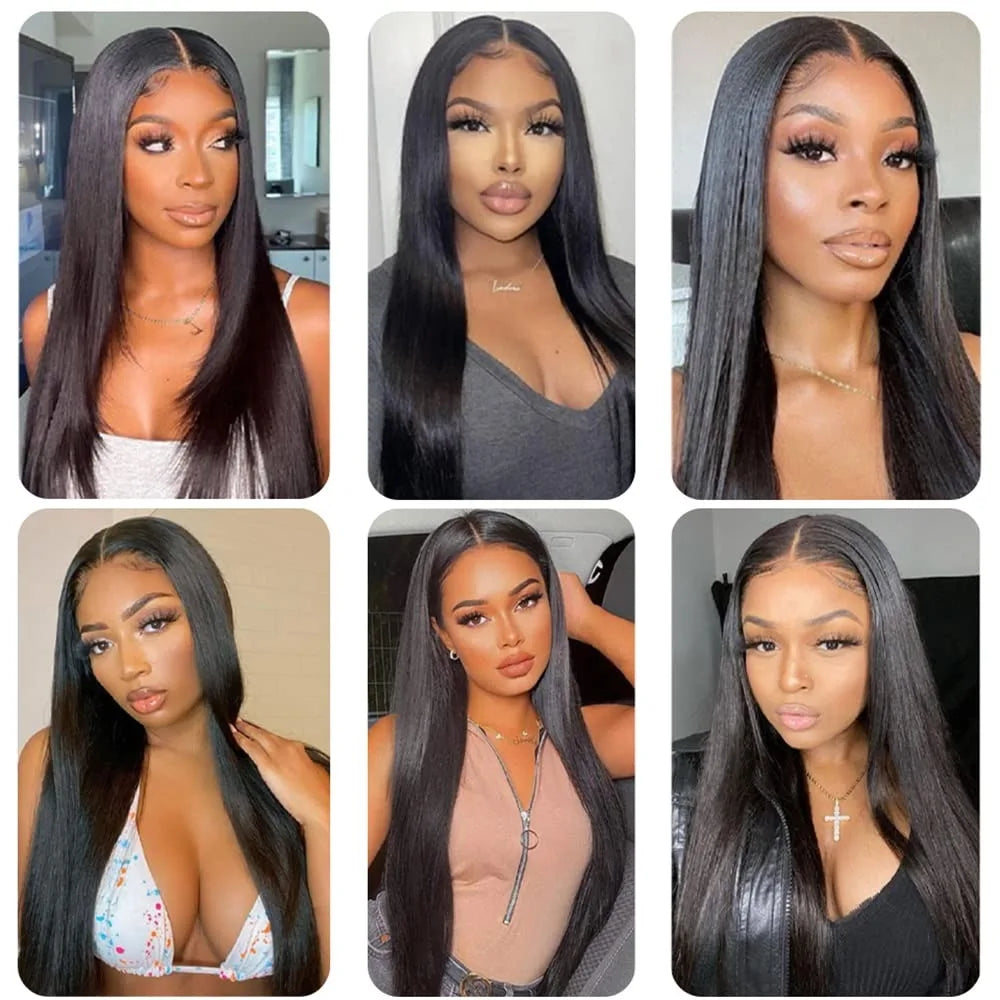 200% Density 13x6 HD Transparent Lace Frontal Human Hair Wig 40 44 Inch 13x4 Bone Straight Lace Front Wigs Human Hair For Women