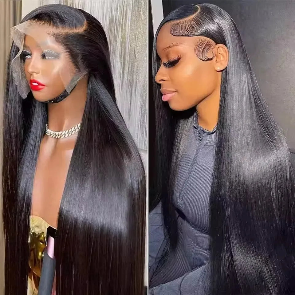 200% Density 13x6 HD Transparent Lace Frontal Human Hair Wig 40 44 Inch 13x4 Bone Straight Lace Front Wigs Human Hair For Women